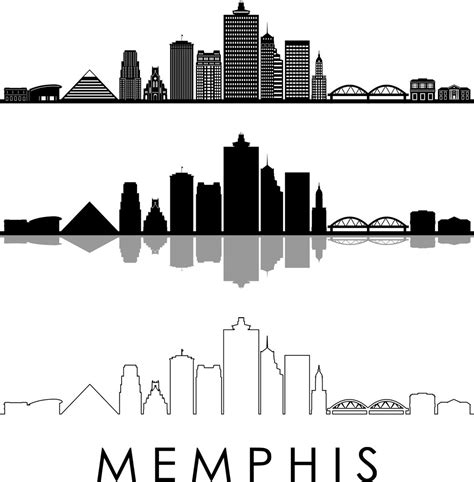 MEMPHIS SKYLINE Outline Silhouette Vector Svg Eps Jpg Png - Etsy