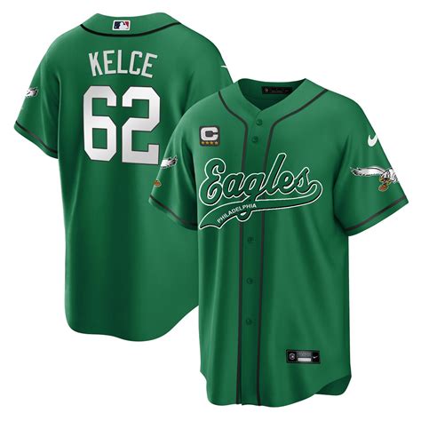 Jason Kelce Philadelphia Eagles Kelly Green Baseball Jersey - All ...