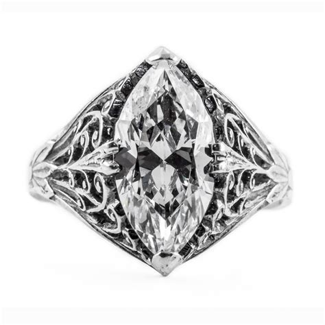 m006bbr | Antique Filigree Ring | for a 2.95ct to 3.05ct marquise stone | Scrolls | Unique ...