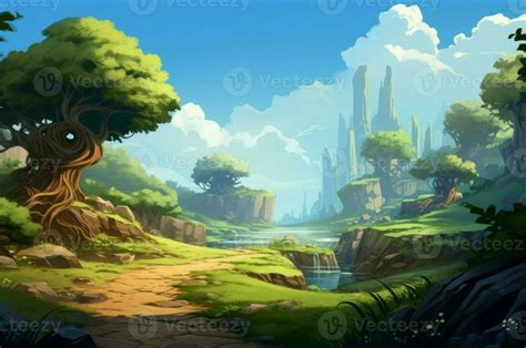 Game 2d platformer background in cartoon style. Generate Ai 32481149 ...