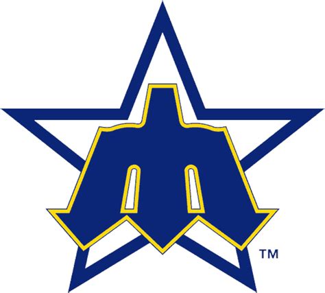 This was the Seattle Mariners Logo from 1980-1986 - The trident shaped "M" on a blue star ...