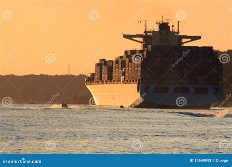 Container Ship Sunset Colors Stock Image - Image of perspective, beauty: 10649893