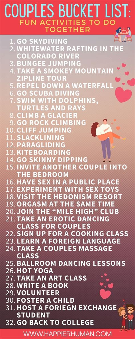69 Fun Activities to Add to Your Couples Bucket List - Happier Human