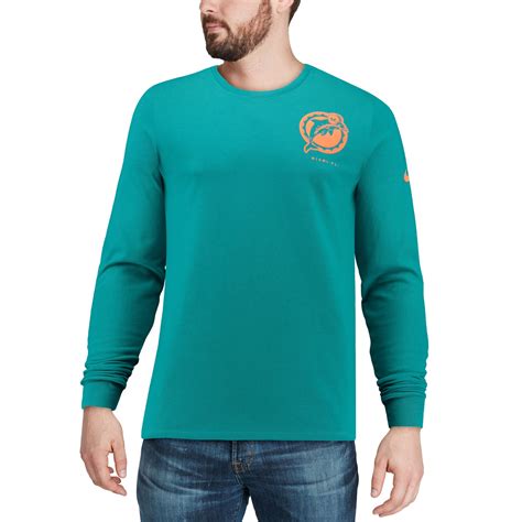 Nike Miami Dolphins Aqua Fan Gear Heavyweight Seal Throwback Long ...