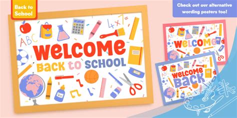 Welcome Back to School Illustrated Icons Poster