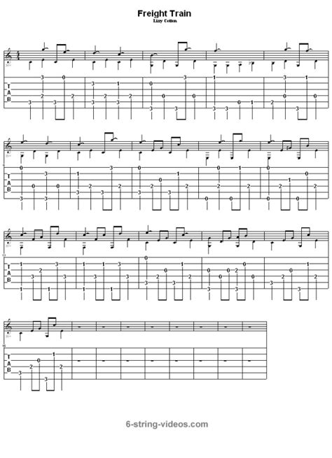 Guitar Tabs: Tabs for Freight Train by Elizabeth Cotton