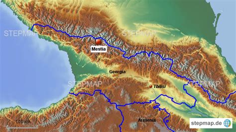 StepMap - Mestia - Landkarte für Georgien