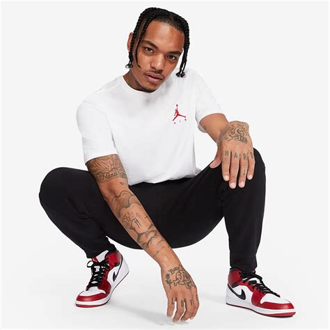 Jordan Jumpman Air Embroidered Tee - White/Gym Red - Mens Clothing | Pro:Direct Soccer