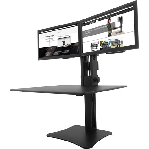 Victor High Rise Manual Dual Monitor Standing Desk Workstation - Up to ...