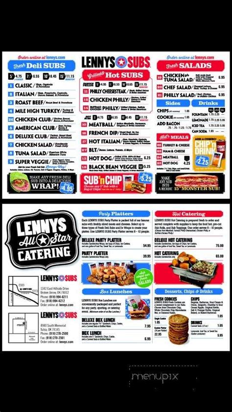 Online Menu of Lennys Subs, Broken Arrow, OK