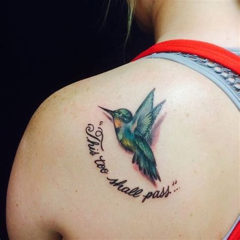 Fantastic Flying Hummingbird 3d Tattoo On Back Body With Quote | Hummingbird tattoo meaning ...