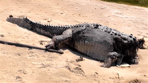 Saltwater Croc found beheaded on the shores of Australia! : r/natureismetal