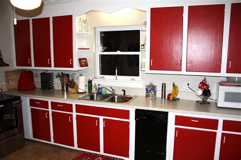 The Guest Post | The Pollock Potluck | Red and white kitchen cabinets ...