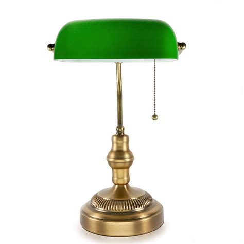 Buy Traditional Bankers Lamp, Brass Base, Handmade Emerald Green Glass Shade,Vintage Office ...