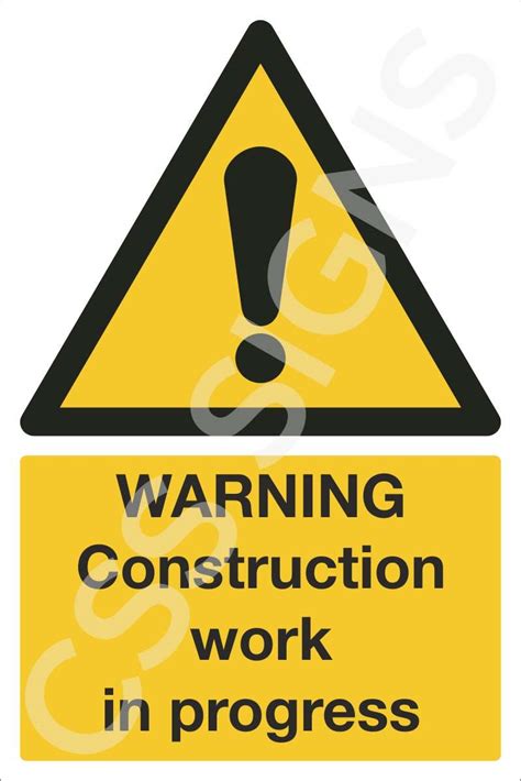 Warning Construction Work in Progress Sign | Sign Shop Ireland | CSS Signs