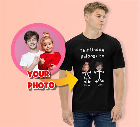 Custom Father's Day T-shirt, Personalized Kids Photo Shirt, Cute Papa ...