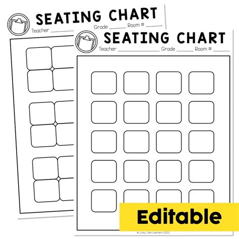 Sub Plans - Editable Seating Chart - Lucky Little Learners