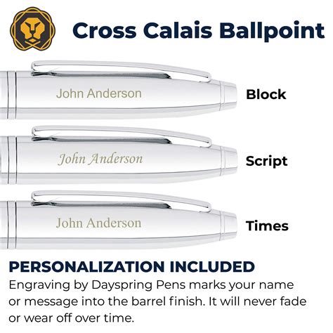 Personalized Cross Pen | Cross Calais Ballpoint Pen, Lustrous Chrome. Custom Engraved With Your ...