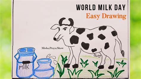 World Milk Day 2021 Poster Drawing | How to Draw a Cow Step by Step ...