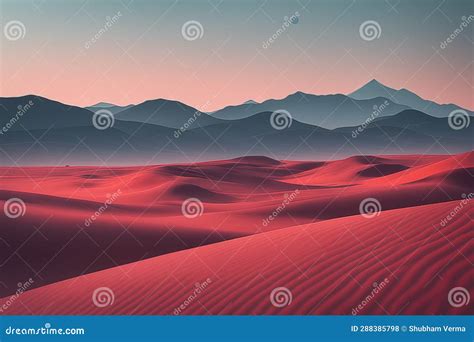 Red Sand Dunes in the Desert. 3 D Render.red Sand Dunes in the Desert ...