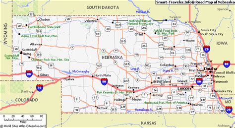 The Smart-Traveler's Road Map of Nebraska | Map, Fossil beds, Gering ...