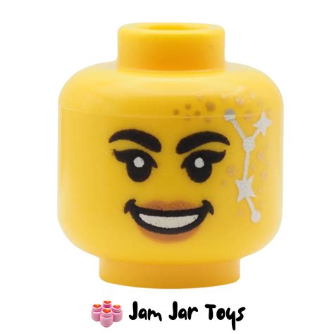 LEGO Head Silver Star Constellation, Black Eyebrows, Nougat Lips, Gold ...