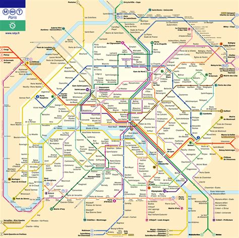 Printable Paris metro map. Printable RER metro map.