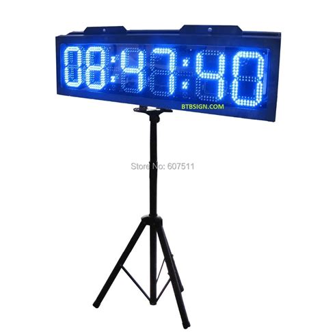 Bright 10'' Blue LED Marathon Sport Timer Running Race Clock Double Side Outdoor LED Countdown ...