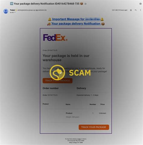FedEx Scam Claims 'Your Package Is Held in Our Warehouse' in Fake 'Delivery Notification' Email ...