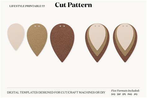 Earrings SVG Template Cut File Cricut Earrings Bundle Leather Earring By Lifestyle Printable Co ...