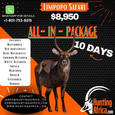 Limpopo All-In Hunt Package – 10 Days, 1 Hunter, 1 PH - Hunting The World