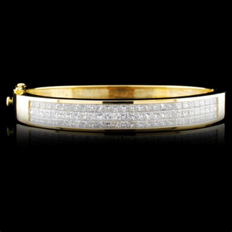 Lot - 18K Gold 6.45ctw Diamond Bangle