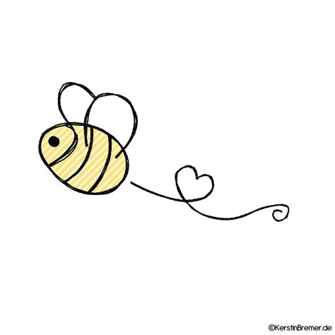 Biene mit Herz Doodle Stickdatei - KerstinBremer.de