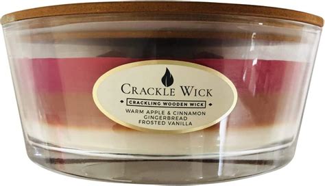 Crackle Wick Large Scented Candle in Glass Jar 485g - Triple Scent - Apple & Cinnamon ...