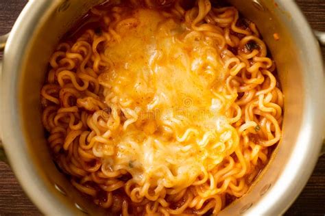 Korean Spicy Instant Noodle with Cheese Stock Image - Image of ...