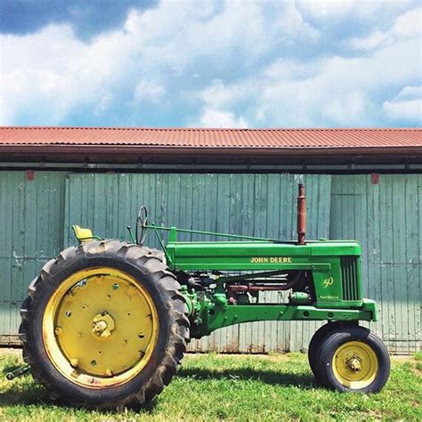 John Deere Yellow and Green Tractor Square 5 x 5