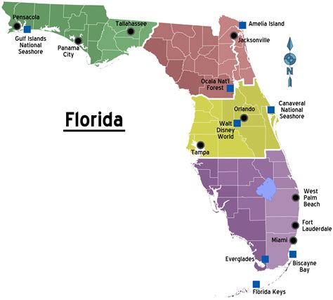 Florida Regions Map With Cities | Florida travel guide, Florida county map, Florida travel