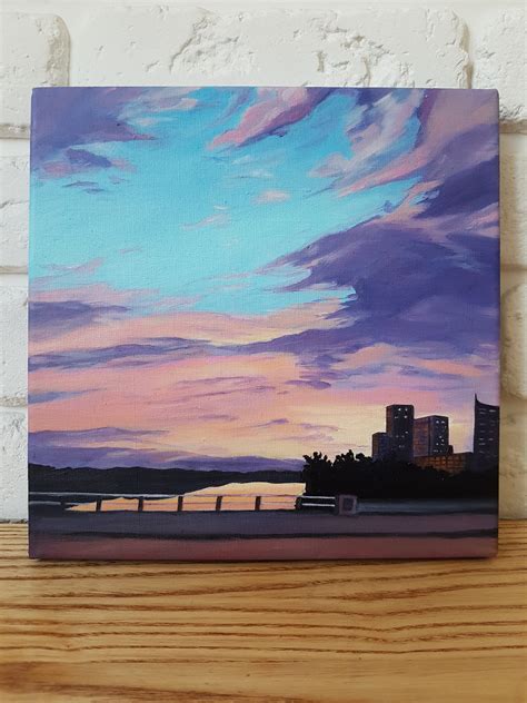 Sunset Oil Painting City Scapes Sunset Wall Art New York | Etsy