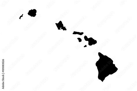 Hawaiian Islands black silhouette. Vector Stock Vector | Adobe Stock