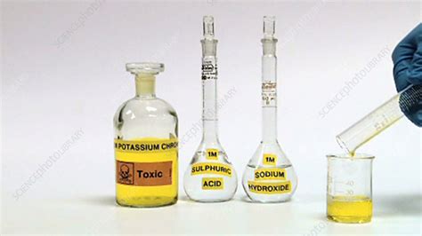 Chromate ion equilibrium experiment - Stock Video Clip - K002/9073 - Science Photo Library