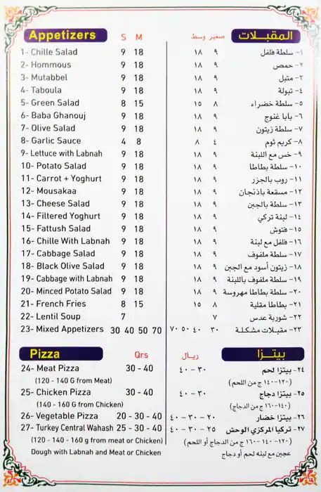 Turkey Central Restaurant Menu in Al Nasr, Doha Contact Number +97444423423, +97444432927