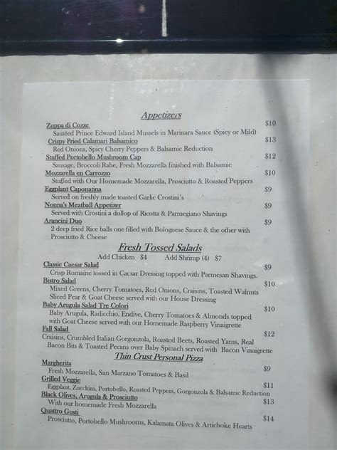 Menu at Brooklyn Bistro restaurant, Toms River, Hooper Ave