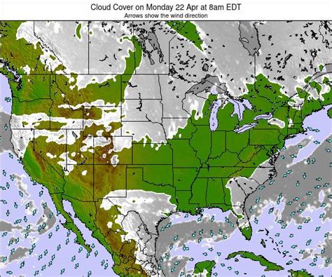 United States Cloud Cover on Sunday 25 Apr at 2pm EDT