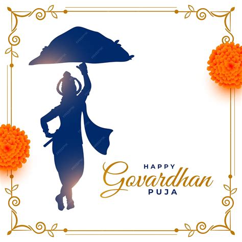 Free Vector | Traditional govardhan puja wishes background with krishna ...