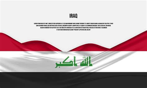 Iraq Flag Design Waving Iraqi Flag Made Of Satin Or Silk Fabric Vector ...