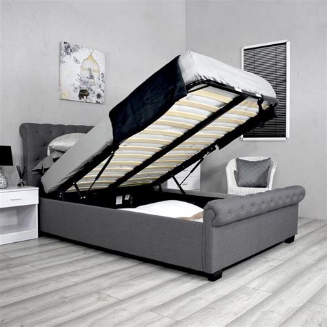 4FT Small Double Ottoman Storage Sleigh Bed Dark Grey - iQGB UK