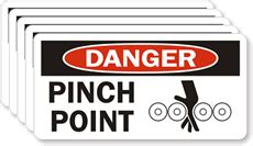 Small Danger Pinch Point Labels, Pack of 5, SKU: L-0315-VS