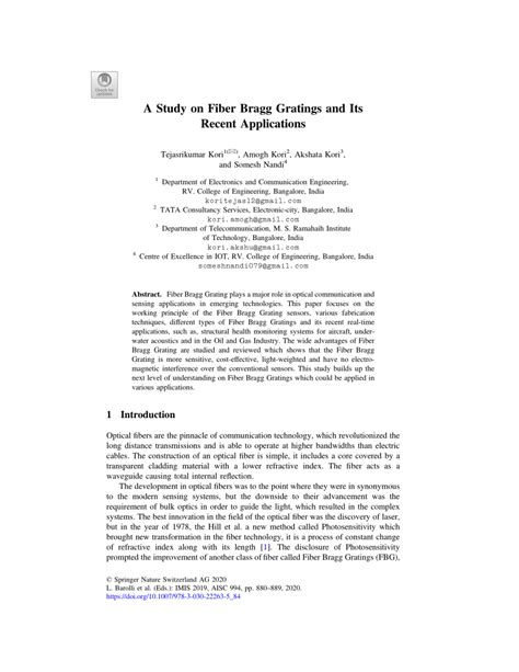 (PDF) A Study on Fiber Bragg Gratings and Its Recent Applications