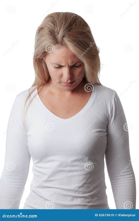 Woman Tests Nuchal Rigidity. Meningitis Stock Photo - Image of ...