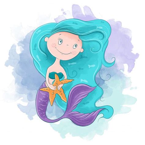 Cute Cartoon Mermaid Girl. Vector Illustration | Vector illustration, Illustration, Cute cartoon